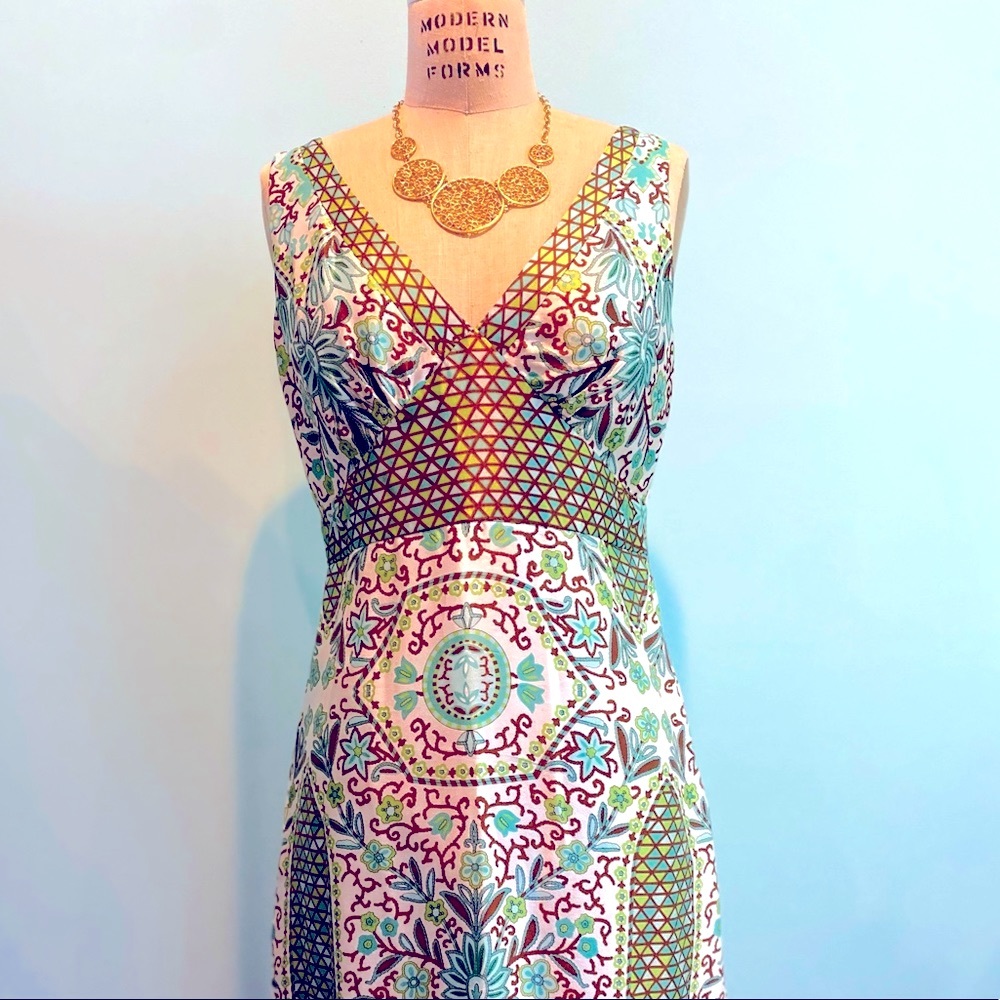 Nicole Miller printed silk sleeveless dress